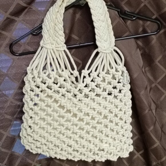❤️SAM EDELMAN OFF WHITE MACRAME SHOULDER BAG PURSE - Picture 1 of 10